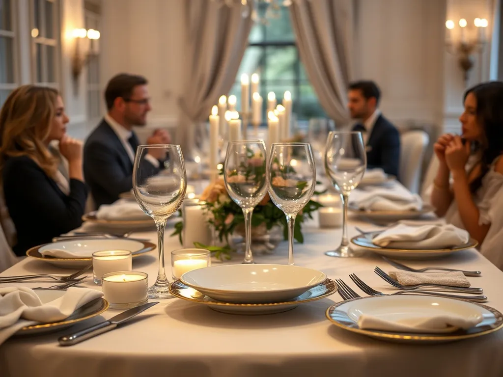 Guld og art deco inspireret middagsbord