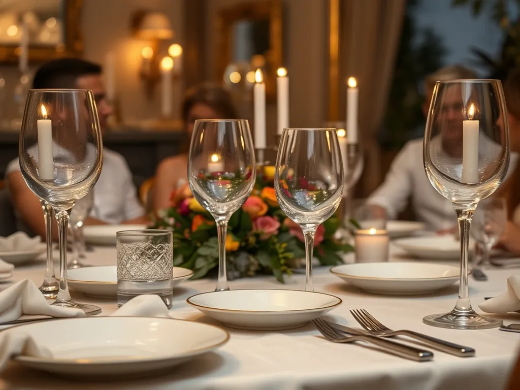 Middagsbord med stearinlys