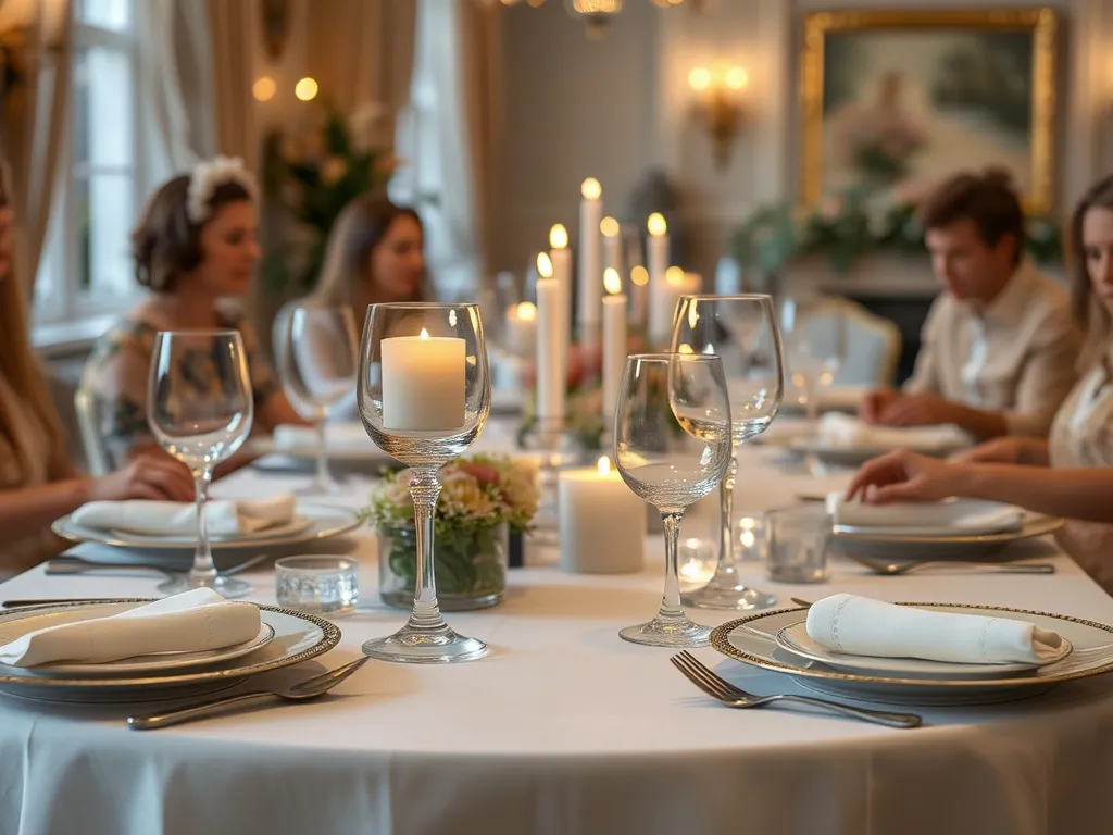 Fuld middagsoplevelse med blomster og belysning